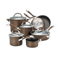 Symmetry 11 Piece Cookware Set - Chocolate Brown/Silver